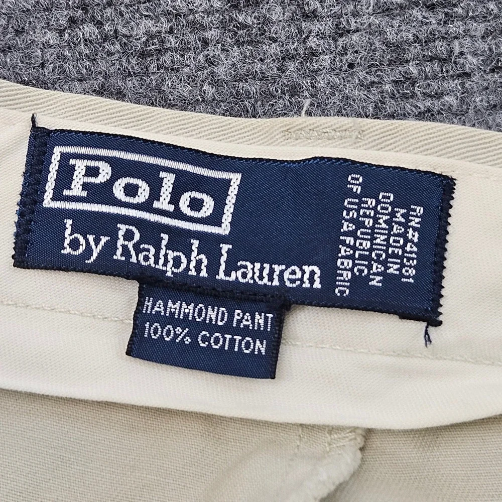 Polo Ralph Lauren Hammond Pants‎ Mens 36x30 Khaki Tan Pleated Grunge Prep
